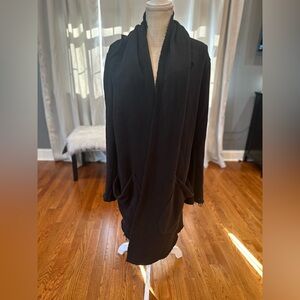 Veronique Miljkovitch black scarfed oversized slouchy open front cardigan